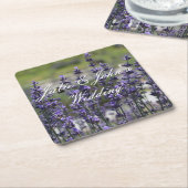 ラベンダーパーソナライズされた結婚式の引き出物コースター スクエアペーパーコースター (アングル)