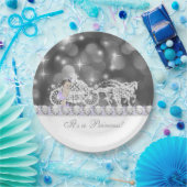 ラベンダーパープルとグレーのプリンセスベビーシャワー ペーパープレート (パーティー)