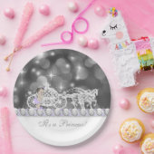 ラベンダーパープルとグレーのプリンセスベビーシャワー ペーパープレート (パーティー)