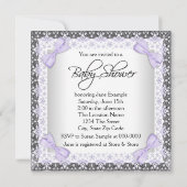 ラベンダーパープルとグレーのヴィンテージベビーガールシャワー 招待状 (裏面)