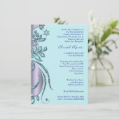 ラベンダーパープルとティール（緑がかった色）ブルーバルミツワー 招待状 (スタンド正面)