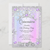 ラベンダーパープルのキンセアニェラ 15歳の冬の馬車 招待状 (正面)