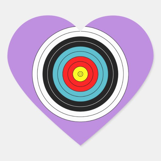 ラベンダーパープルのスポーツアーチェリーターゲットハート ハートシール (正面)