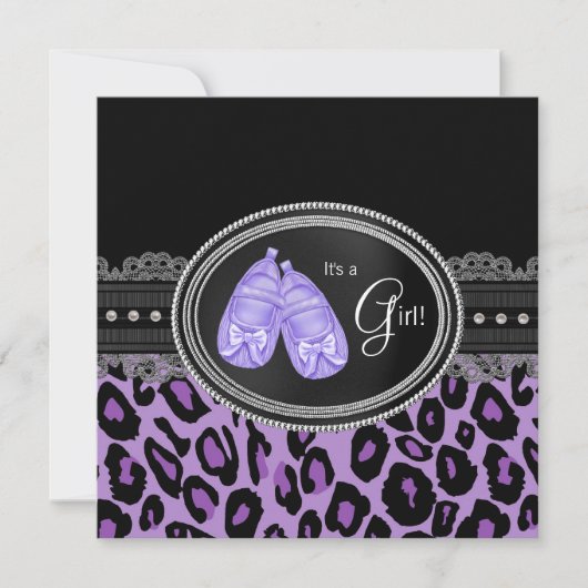 ラベンダーパープルのヒマワリの赤ちゃん女の子のシャワー 招待状 (正面)