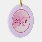 ラベンダーパープルのピンク淡い色ののモノグラムサークル セラミックオーナメント (右)
