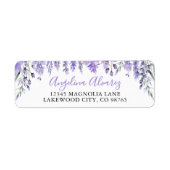 ラベンダーパープルのブライダルシャワーリターンアドレス ラベル (正面)