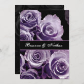 ラベンダーパープルのローズブーケ ウェディング招待状 招待状 (正面/裏面)