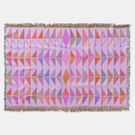 ラベンダーパープルの可愛い抽象芸術幾何学模様 スローブランケット (正面)