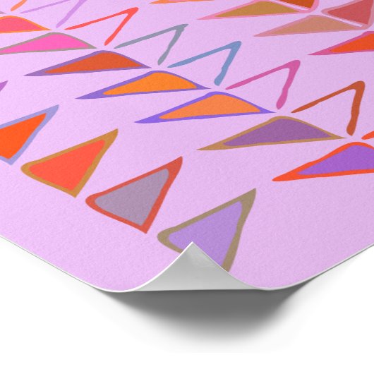 ラベンダーパープルの可愛い抽象芸術幾何学模様 ポスター (角)