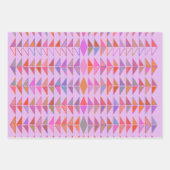 ラベンダーパープルの可愛い抽象芸術幾何学模様 ラッピングペーパーシート (正面2)