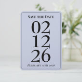 ラベンダーパープルの結婚式Save the Dateカード 招待状 (スタンド正面)