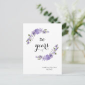 ラベンダーパープルの花 50周年記念 ポストカード (スタンド正面)