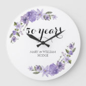 ラベンダーパープルの花 50周年記念 ラージ壁時計 (正面)