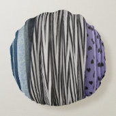 ラベンダーパープルアクアブルーマンダラヴィンテージボホ ラウンドクッション (裏面)