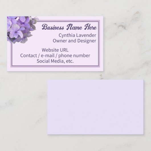 ラベンダーパープルアジサイ名刺 名刺 (正面/裏面)