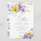 ラベンダーパープルイエローブライダルシャワー招待 招待状 (正面/裏面)