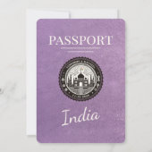 ラベンダーパープルインディアパスポート結婚式招待状 招待状 (裏面)