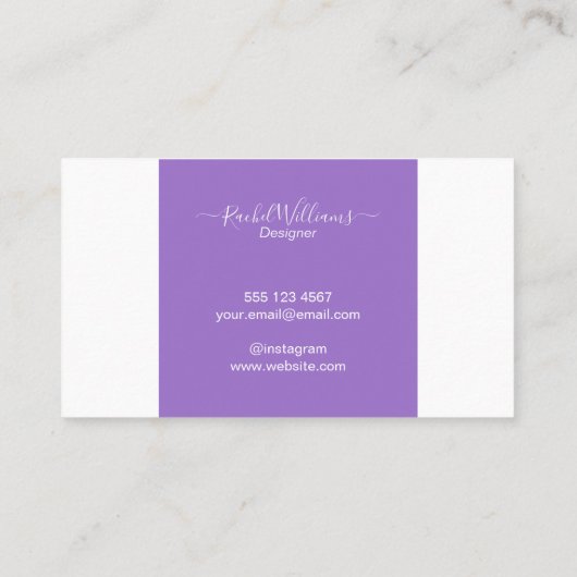 ラベンダーパープルウォーターカラーエレガントミニマリストブシ 名刺 (裏面)