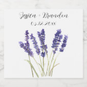 ラベンダーパープルウォーターカラーフラワー結婚ズ スパークリングワインラベル (シングルラベル)