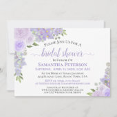 ラベンダーパープルウォーターカラーフローラブライダルシャワー 招待状 (正面)