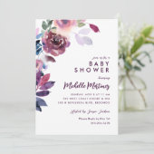 ラベンダーパープルウォーターカラーフローラベビーシャワーインヴィ 招待状 (スタンド正面)