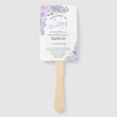 ラベンダーパープルウォーターカラーフローラ結婚式 プログラム ハンドファン (正面)