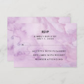 ラベンダーパープルウォーターカラールックバルミツワーRSVP 出欠カード (正面/裏面)