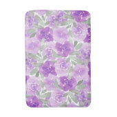 ラベンダーパープルウォーターカラー花 バスマット (正面縦)