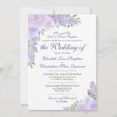 ラベンダーパープルウォーターフォーマルカラーフローラ結婚ズ 招待状 (正面)