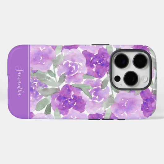 ラベンダーパープルウォーターフローラ パーソナライズされた Case-Mate iPhoneケース (裏面 (横))