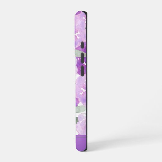 ラベンダーパープルウォーターフローラ パーソナライズされた iPhoneケース (左側面)