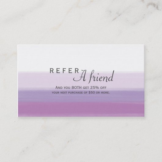 ラベンダーパープルウォーター色のサロンは友人を参照 紹介カード (正面)