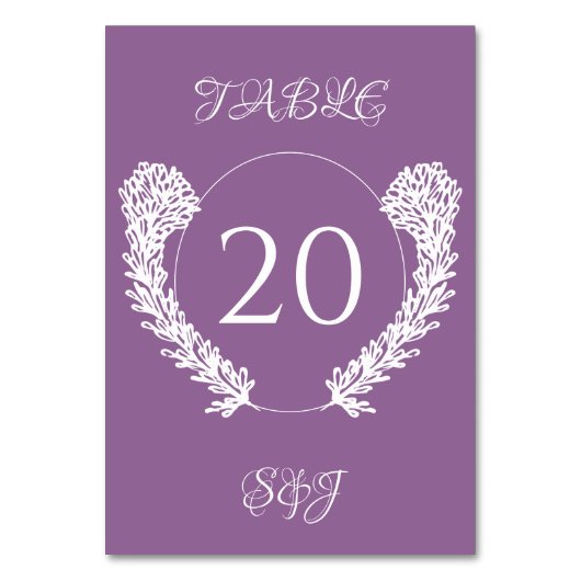 ラベンダーパープルエレガントフローラ結婚ズ テーブルナンバー (正面)