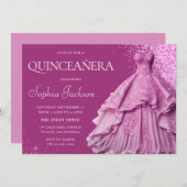 ラベンダーパープルガウンキンセアニェラパーティー15日 招待状 (正面/裏面)