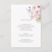 ラベンダーパープルガーデンワイルドフラワーズ結婚詳細 エンクロージャーカード (正面)