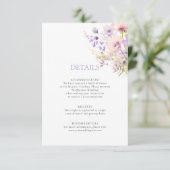 ラベンダーパープルガーデンワイルドフラワーズ結婚詳細 エンクロージャーカード (スタンド正面)