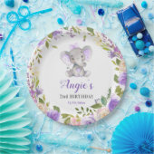 ラベンダーパープルガールエレファントバースデーパーティーテーブル ペーパープレート (パーティー)