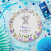 ラベンダーパープルガールエレファントベビーシャワーテーブル ペーパープレート (パーティー)