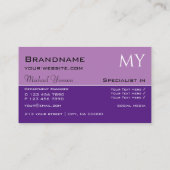 ラベンダーパープルクラシックイニシャルプロフェッショナル 名刺 (裏面)