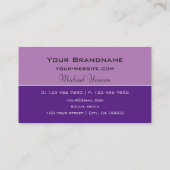 ラベンダーパープルクラシックシンプルとプロフェッショナル 名刺 (裏面)
