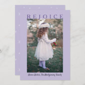 ラベンダーパープルクリスマスフォトを楽しむ シーズンカード (正面/裏面)