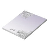 ラベンダーパープルグラデーションシルバーグリッタースパークル ノートパッド (回転)