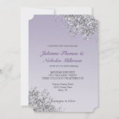 ラベンダーパープルグラデーションシルバーグリッタースパークル 招待状 (正面)