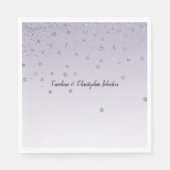 ラベンダーパープルグラデーションシルバー紙吹雪スパークル スタンダードランチョンナプキン (正面)