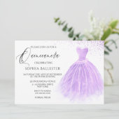 ラベンダーパープルグリッターガウンキンセアニェラパーティー 招待状 (スタンド正面)