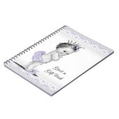 ラベンダーパープルグレーベビーシャワーギフトゲストブック ノートブック (左側)