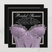 ラベンダーパープルコルセットブライダルシャワー 招待状 (正面/裏面)