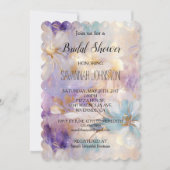 ラベンダーパープルゴールドグリッター花嫁のシャワー 招待状 (正面)