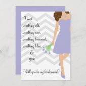 ラベンダーパープルシェブロンは私の花嫁になる 招待状 (正面/裏面)