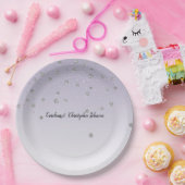 ラベンダーパープルシルバグラデーションー紙吹雪スパークル ペーパープレート (パーティー)